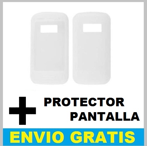 FUNDA SILICONA PARA NOKIA C6-01 + PROTECTOR PANTALLA BLANCA